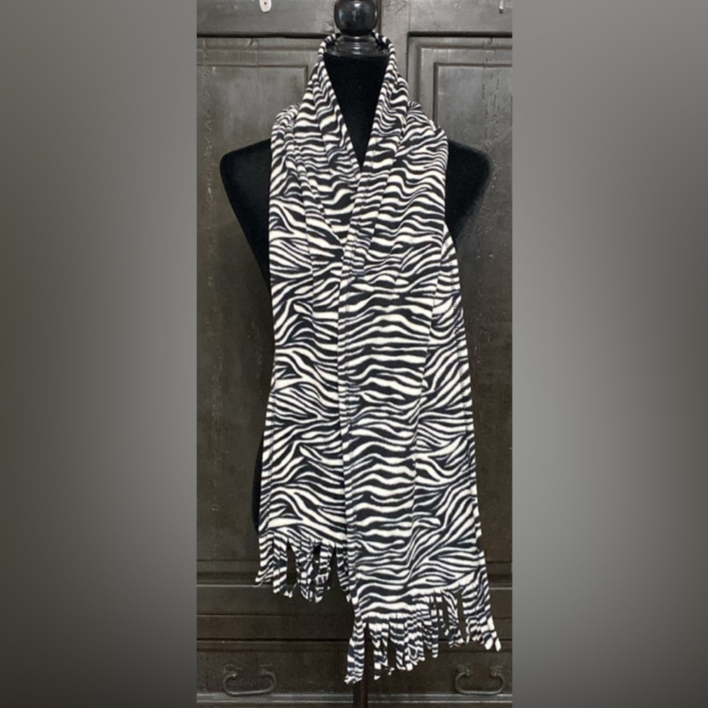 Zebra Pattern winter black & white scarf/wrap - one size